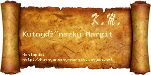 Kutnyánszky Margit névjegykártya